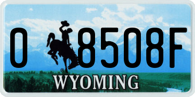 WY license plate 08508F