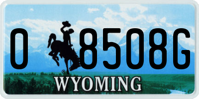 WY license plate 08508G