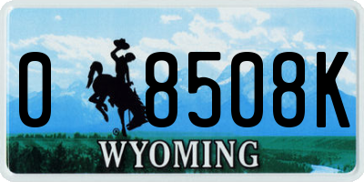 WY license plate 08508K