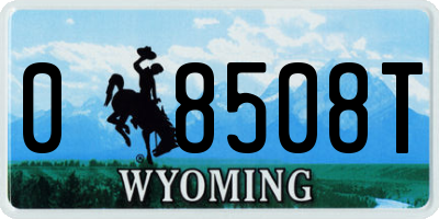 WY license plate 08508T