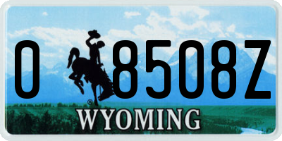 WY license plate 08508Z