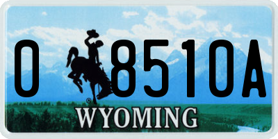 WY license plate 08510A