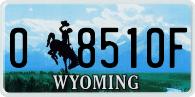 WY license plate 08510F
