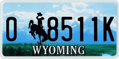 WY license plate 08511K