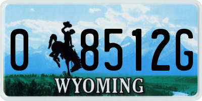WY license plate 08512G
