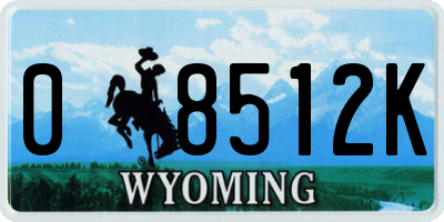 WY license plate 08512K