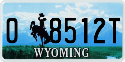 WY license plate 08512T