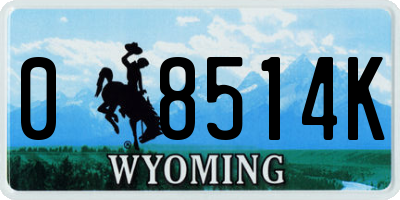 WY license plate 08514K