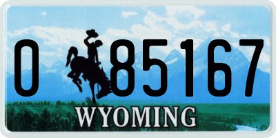 WY license plate 085167