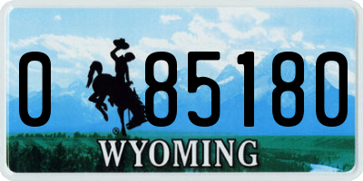 WY license plate 085180