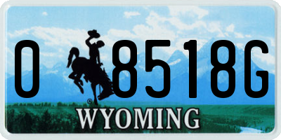 WY license plate 08518G