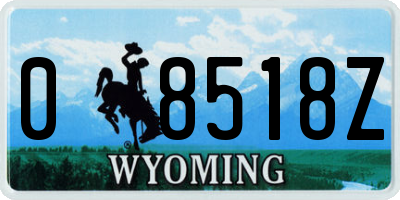 WY license plate 08518Z