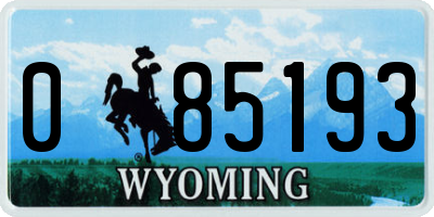 WY license plate 085193
