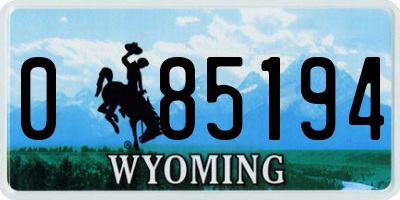 WY license plate 085194