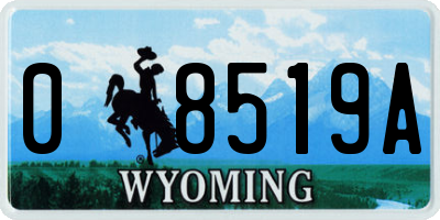 WY license plate 08519A