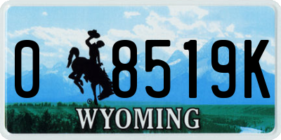 WY license plate 08519K