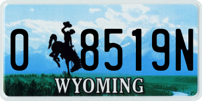 WY license plate 08519N