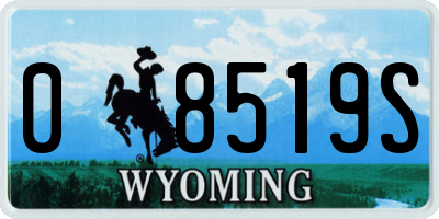 WY license plate 08519S