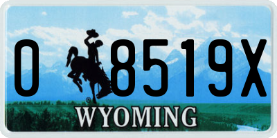 WY license plate 08519X