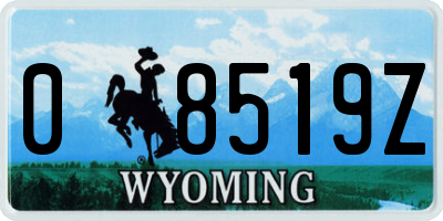 WY license plate 08519Z