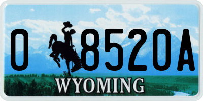 WY license plate 08520A