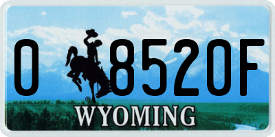 WY license plate 08520F