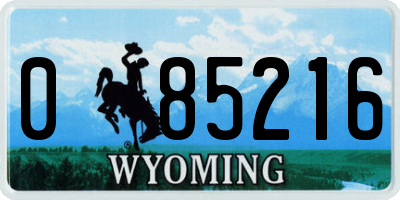 WY license plate 085216