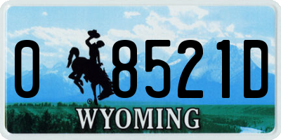 WY license plate 08521D