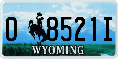 WY license plate 08521I