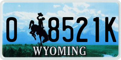 WY license plate 08521K