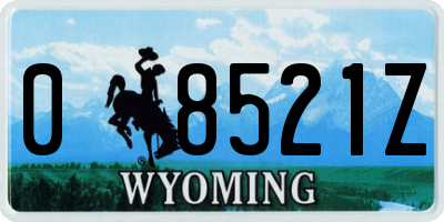 WY license plate 08521Z