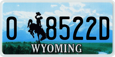 WY license plate 08522D