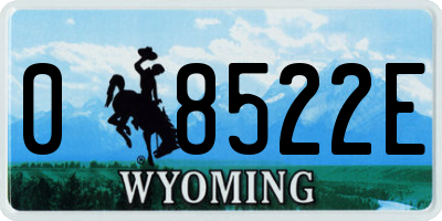 WY license plate 08522E