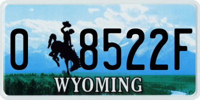 WY license plate 08522F
