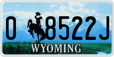 WY license plate 08522J