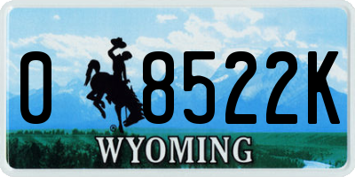 WY license plate 08522K