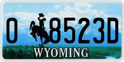 WY license plate 08523D