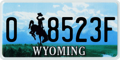 WY license plate 08523F