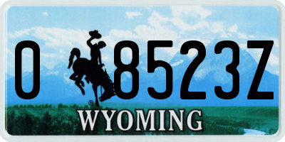 WY license plate 08523Z