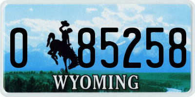 WY license plate 085258
