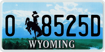 WY license plate 08525D