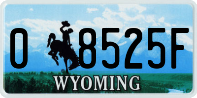 WY license plate 08525F