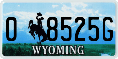 WY license plate 08525G