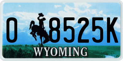 WY license plate 08525K