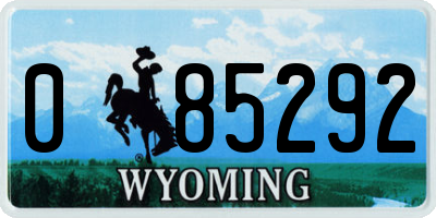 WY license plate 085292