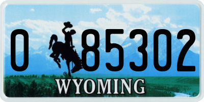 WY license plate 085302