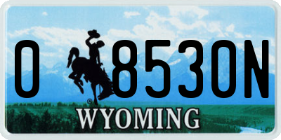 WY license plate 08530N