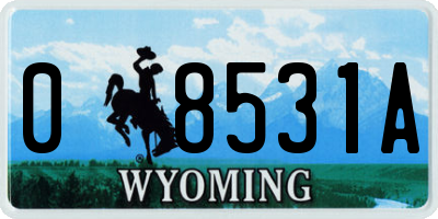 WY license plate 08531A