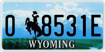 WY license plate 08531E