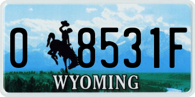 WY license plate 08531F